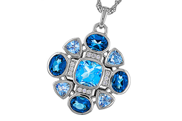 F275-11820: NECKLACE 3.19 TW BLUE TOPAZ 3.25 TGW