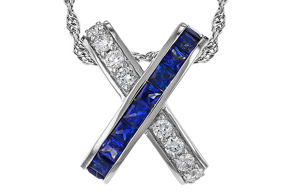 L275-17301: NECKLACE .60 TW SAPPHIRE .77 TGW